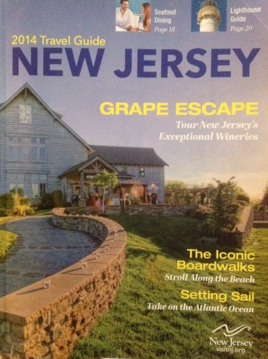 The cover of the New Jersey visitor's guide focuses on wine with its Grape Escape headline.